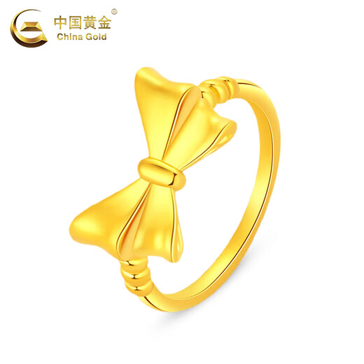 CHINA GOLD 18K gold fugitive princess ring girls new bow finger Valentine's Day birthday gift for girlfriend and wife 18K gold bow ring about 0.35g circle number 14