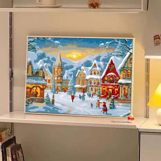 Tiger Tiger Galison Hiver Lumière Christmas Oil numérique Peinture d'huile de bricolage Couleur Couleur à la main Cadeau à la main Peinture décorative de haute valeur suspendue peinture QX15841 60 * 70 cm Cadre intérieur d'épaisseur + cadre exquis exquis