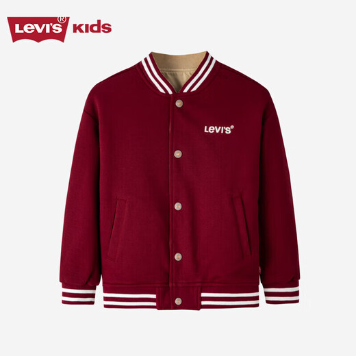 LEVI S Children's Jacket Autumn Reversible Windproof Baseball Jacket for Boys and Girls Herbal Red