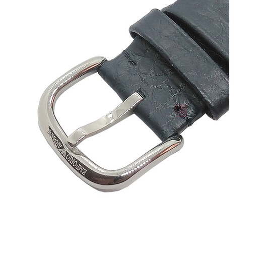 
Original Armani genuine leather strap AR11105 11143 1862 11142 11153 11154 1974 men's dark blue silver buckle [litchi pattern] 22mm