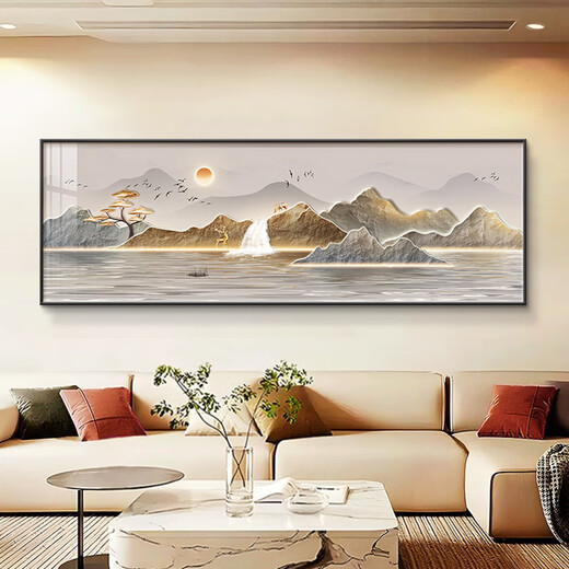 Yihuanyu Rising Sun Living Room Hanging Painting Modern Light Luxury Sofa Background Wall Decoration Painting Landscape Painting High-End Atmosphere Horizontal Edition