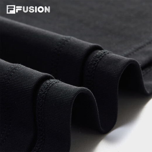 FILA FUSION斐乐潮牌女子针织长袖衫2025秋新款时尚修身半拉链长T 正黑色-BK XS 155/76A/XS