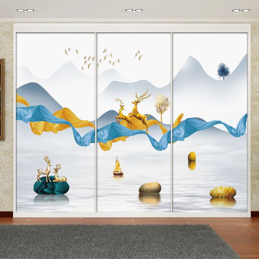 Yusenyi Garderobe Aufkleber renovierte selbstklebende Glasfilm Aufkleber Wand Aufkleber Taper Schiebetür Schrank Tür Garderobe Schrank Aufkleber MT-7373 Small