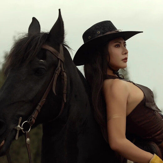 XINBUCKS Western Cowboy Hat Men and Women Minority Style Leather Leisure Travel Hat British Beach Sunshade Mountaineering Hat Black (Clean Version) Suitable for 55-60CM