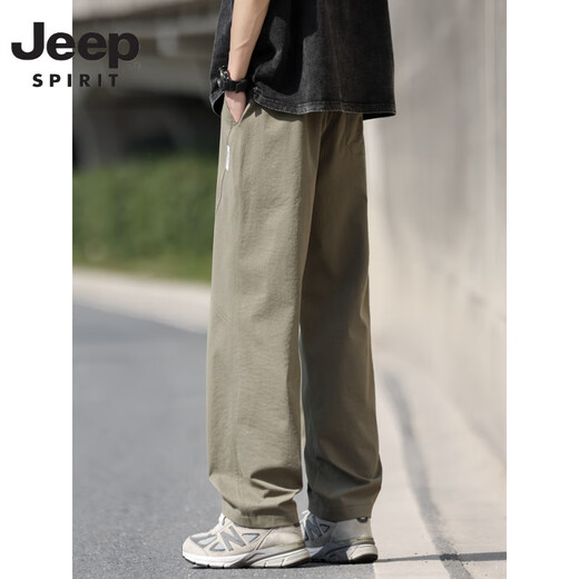 JEEP SPIRIT Jeep Men's Pants Summer New American Trend Straight Pants Military Green Thin Breathable Ice Silk Pants Cool and Quick Dry 6632 Gray + 6636 Gray L