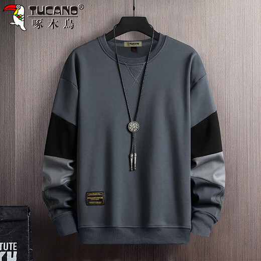 Woodpecker (TUCANO) sweatshirt men's autumn and winter men's loose round neck casual long-sleeved T-shirt men's tops jacket light gray XL