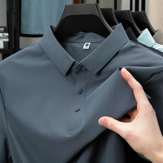
zzang/ins light luxury high-end brand ice-sensing short-sleeved POLO shirt men's summer new casual lapel business t-shirt top 12357 blue and gray 2XL (recommended 145-165Jin [Jin equals 0.5 kg])