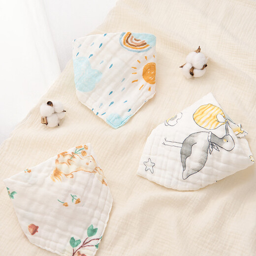 TONGTAI baby triangle scarf cotton gauze baby saliva towel anti-spray pad towel children's bib bib 28*28cm