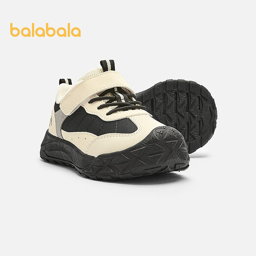 Balabala children's shoes, children's toddler shoes, boys and girls, baby shoes with velvet, 2025 new autumn and winter shoes, non-slip functional shoes, trendy mountain black, light and non-slip, not tired after long walks 27 (foot length 16.3-16.7/inner length 17.7)