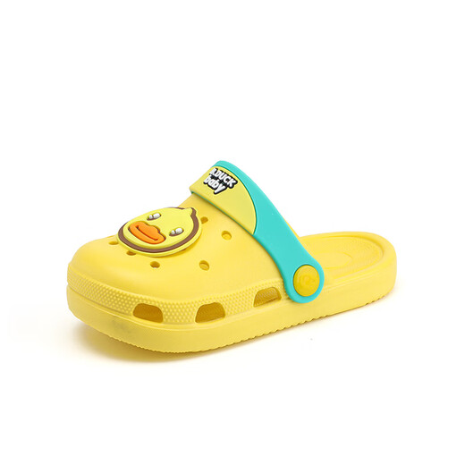 B.Duck little yellow duck children's clogs 2025 new summer baby sandals girls anti-collision and anti-slip boys yellow size 28 foot length 17.0-17.7cm