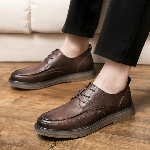 
Genuine leather men's loafers lazy trend summer men's shoes British casual leather shoes Korean version of bean shoes men 3518 black T.S.L genuine leather model 38