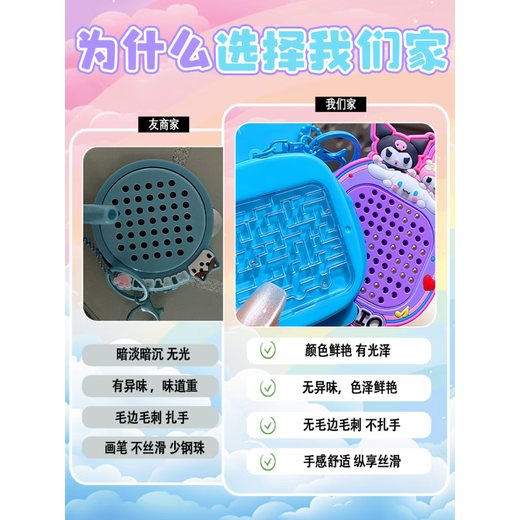 
IGNB cartoon Kulomi decompression magnetic absorbing steel ball painting board keychain Melody school bag pendant maze beads toy [magnetic absorbing steel ball painting board] Yugou Gui