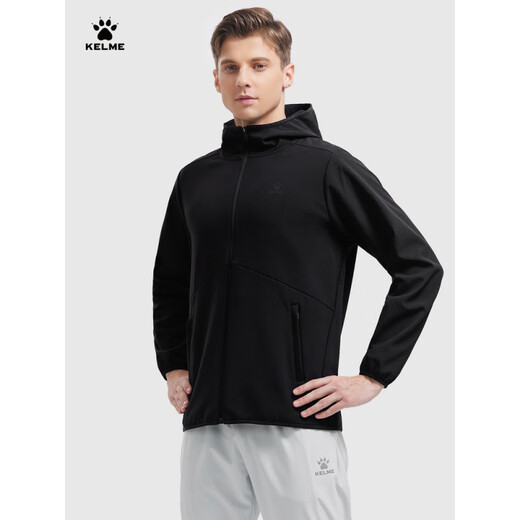 Kelme Hai plus Samt Windbreaker gewebte Jacke für Herren 25 federwinddichte weiche Schale Sport Jacke Ladung 9413WT1047 Achat schwarz [4-stufige wasserdichte M-170 Männer