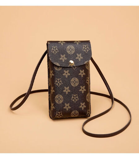 Kangaroo Rubik's Cube Mobile Phone Bag for Women Internet Celebrity Vertical Crossbody Mobile Phone Bag Retro Mini Mobile Phone Small Shoulder Bag Women's Light Mobile Phone Bag Brown Thickened Upgraded Multiple Compartments