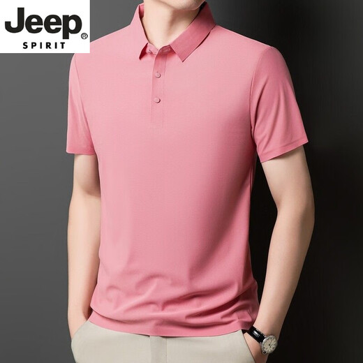 JEEP SPIRIT无痕短袖polo.衫中年爸爸翻领T恤冰丝夏季男士半袖上衣休闲商务 藏青色 12358短*袖POLO衫 M 90-110斤左右