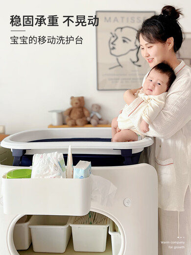 Igiftfirell Baby Windel Tabelle Baby Touch Care Table Windelwechselwechselwechselwechsel können verwendet werden, um in Neugeborenen multifunktionale Windel Tabelle zu baden - milchige weiße Asche (0 Formaldehyd + importiertes HDPE + stark