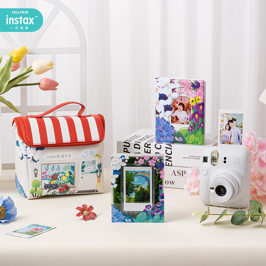 Fuji (FUJIFILM) mini 12 comes with a beauty instant camera package including photo paper, mini 7+/se/9/11/25/90/99 film camera upgraded version, Chinese Valentine's Day gift, light cherry pink image flower room set, package four, standard + 20 pieces of photo paper + crystal case + upgraded gift bag