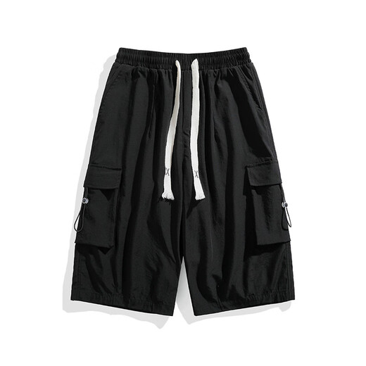 QiJungou Military Green Works Shorts Summer Summer Seda de Summer pantalones fríos de la marca de moda Harun Harun Gn679 Black M 90-120Jin [Jin iguala 0.5 kg]
