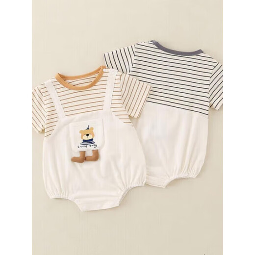 Mini Balabala (Mini Balabala) Baby kurzärmelige Kleidung Sommer Dünner Baby Jungen Sommer Jumpsuit Neugeborenes Vollmondkrabrenanzug 6210 Weiß 80 cm