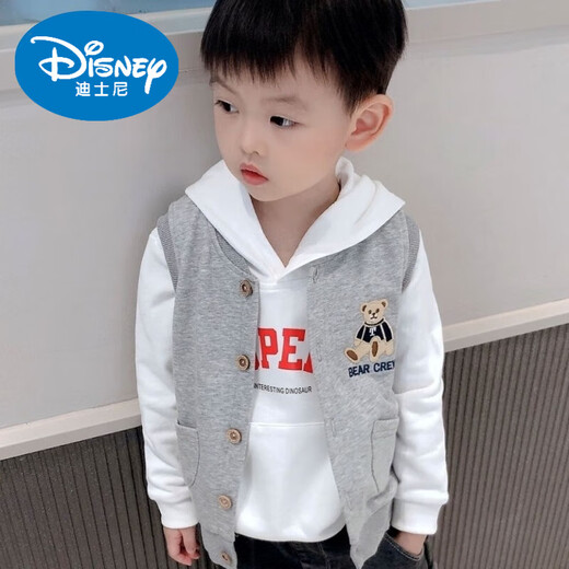 Детский жилет Disney's Spring и осень новый стиль мальчик для мальчика повседневного жилета Top Vest 2025 Летняя модная детская лошадь серая молния 110