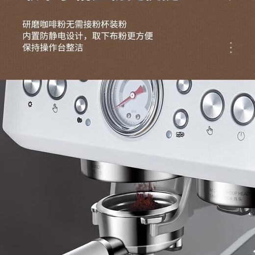 柏翠（petrus）PE3899双锅炉意式全半自动咖啡机家用奶泡机研磨一体机小型机