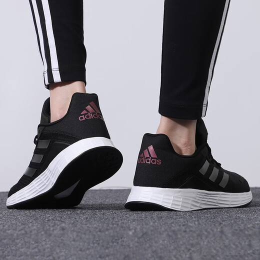 Adidas women's shoes summer new sports shoes urban running training lightweight breathable white shoes wear-resistant cushioned jogging shoes eg3291/three stripes/black 38.5