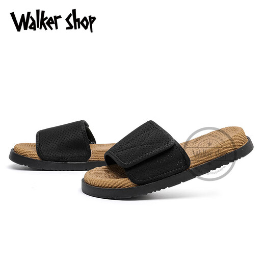 Walker Shop男士拖鞋夏季2025新款室外休闲时尚一字拖鞋个性潮百搭拖鞋沙滩鞋 黑色 41