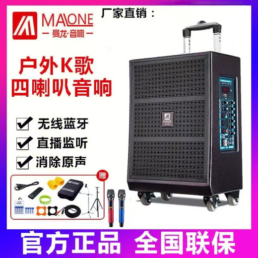 MALONE square dance audio portable musical instrument input wireless Bluetooth karaoke high-power mobile trolley outdoor speaker live broadcast function with wireless microphone M-88 audio + 2 microphones + spree