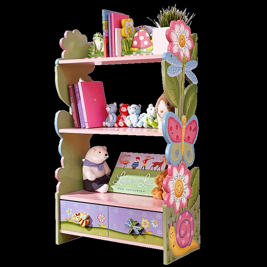 
Pupan teamson, Fenduoqi Baby Bookshelf Picture Bookshelf Children's Toys Storage Cabinet Furniture Kindergarten Pink Jungle Adventure 3-Floor Storage Chair TD-12799A