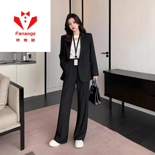 FANAOGE black suit suit for women spring and autumn new style college defense interview professional suit student union formal workwear tie + suit + white shirt + pants four-piece suit L recommended 110-120 Jin Jin equals 0.5 kg Urgent items will be sent on the same day - contact customer service for SF Express
