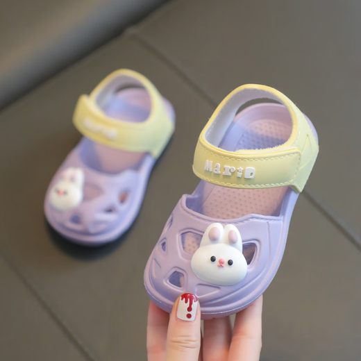 Jingga children's beach shoes happy Mary children's sandals summer hole shoes girls' heads Velcro non-slip boys' household 9277 green color 15 size 15 inner length 15 recommended 14.5-15 feet