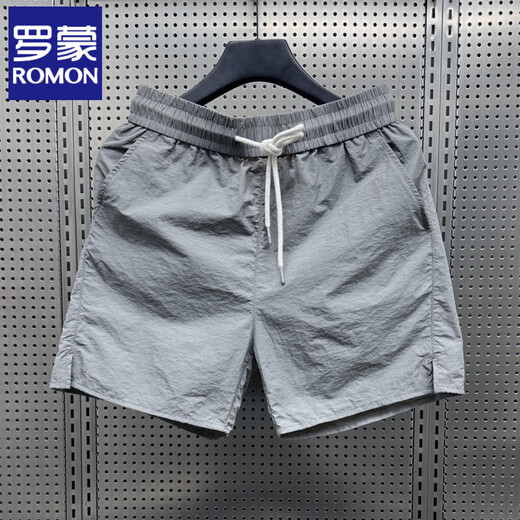 ROMON summer thin four-point home casual pants for men and women the same style solid color versatile sports running American beach shorts Black M Recommended 85-110Jin [Jin equals 0.5 kg]
