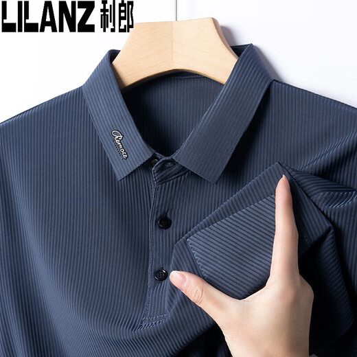 Camiseta de manga corta para hombres de Lilang Camisa de polo de mediana edad de la solapa de manga de verano