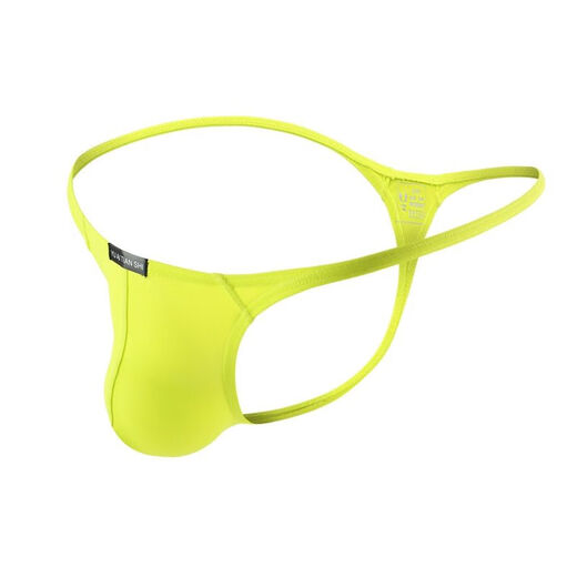 Banfishi men's T-shaped underwear, sexy and fashionable U-convex trendy men's T-shaped underwear, low-waist slim fit nylon thin edge comfortable briefs, black T-shaped underwear L