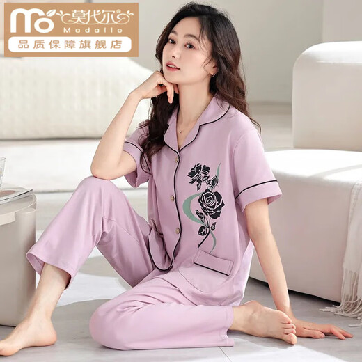 Pantalones de verano de algodón modal de algodón pantalones de manga corta para mujeres cardigan gran tamaño de mediana edad y jóven