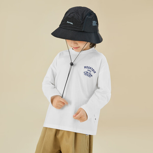 Duojia hand-painted camping style boys' T-shirts 2025 spring and autumn style comfortable pure cotton long-sleeved children's handsome and versatile tops