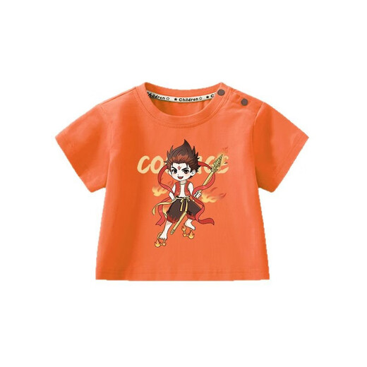 Hanzer HANCRERS summer new style boy A-class pure cotton t-shirt baby Nezha top children summer children's clothing girls AP15869 orange 80 cm