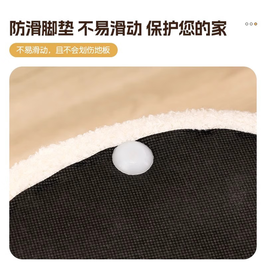 Sanqihu Cream Style Makeup Stool Home Dressing Stool Girls' Bedroom Light Luxurious and High-end Round Stool Makeup Chair The same style as the main picture, cream style off-white lamb velvet dressing stool, soft seat surface + not tired after sitting for a long time