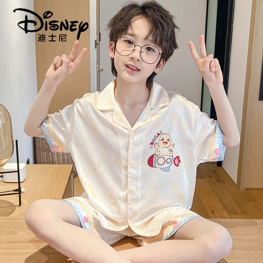 Disney Pajamas Pajamas Summer Seda delgada de altura corta de altura corta Boy Summer Baby Baby de tamaño mediano Juego de ropa para el hogar G-6636# Kapibala 170 Tamaño 8 [Altura 100-110 cm]