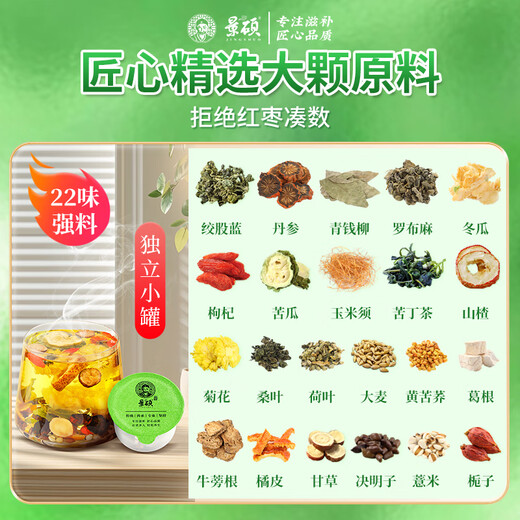 Jingshuo Qingqian Liu Danshen Murata Leaf Double Melon Tea Gypsum Blue Corn Scarf Bruce Melon Buckwheat Health Tea Gift Box for Parents and Elders