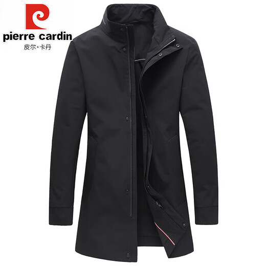 皮尔卡丹（pierre cardin）2025春秋季新款立领风衣男中长款高端商务休闲男装上衣绅士外套 黑色 2XL 185/100XXL