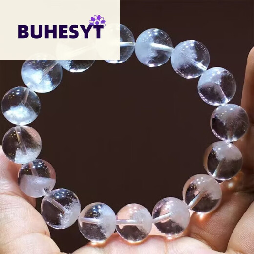 BUHESYT白水晶手串天l然聚宝盆白幽灵手链千层山金字塔男女情水晶/半宝 H3892  12毫米 水晶/半宝石