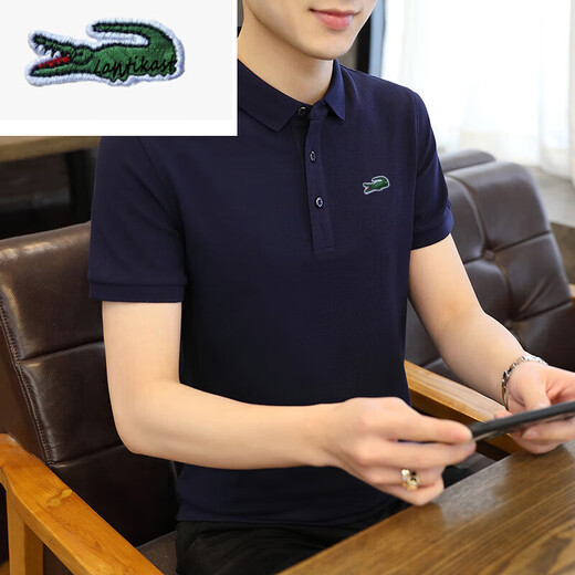 鳄鱼新款polo衫男夏季宽松翻领高端潮体恤休闲商务中青年上装 A6636大红 XL 125-140斤