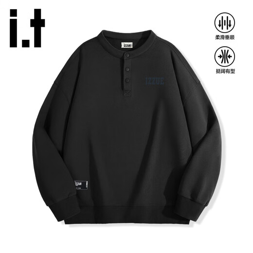 Izzue it trendy brand letter sweatshirt men's spring and autumn half cardigan Henry collar top heavy stylish youth loose jacket