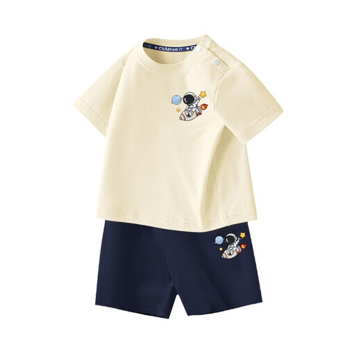R.DuckKids Little Yellow Duck Boy Traje de manga corta Baby Class A Pure Cotton Top 2025 Summer Little Baby Sports Round AP13794 Fluorescente Verde + I10470k Gris 80 cm