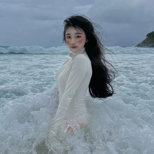 OIMG's new one-piece swimsuit conservatively covers the belly and looks slimming long-sleeved trousers sun protection quick-drying snorkeling surfing wetsuit jellyfish suit white 2XL