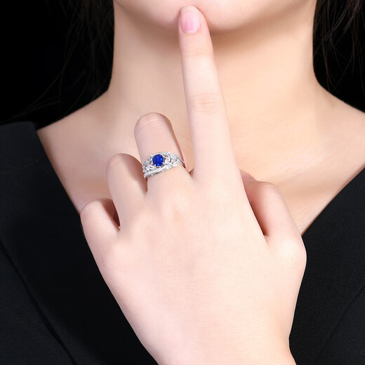 HEEKAIYI Royal Sapphire Ring Women's 18K Diamond Ring Luxurious Chinese Valentine's Day Birthday Gift for Wife and Girlfriend <Supports Customization> 0.9 carat The ring can be changed, please contact customer service