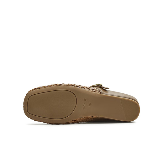 Tianmeiyi Mules Schuhe mit hoherhängender Frauen Sandalen Einkaufszentrum gleicher französischer Bag-Toe-Halbschuhe 2025 Sommer BK841BH5 WOVEN SEMI-TRAILER-BROWN 36