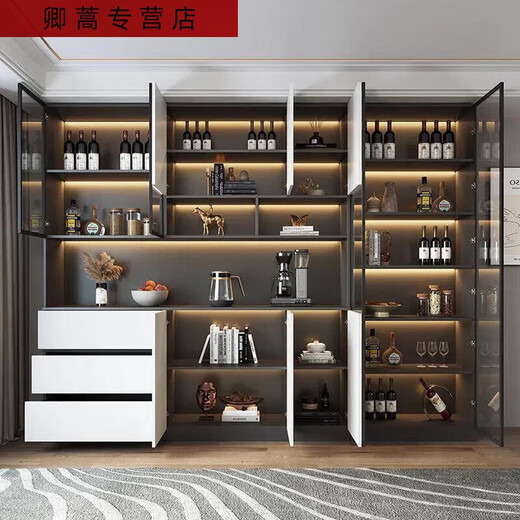 三栖虎2025新款实木餐边柜储物高柜一体靠墙现代客厅柜子家用酒柜靠墙柜 款15280*40*220包安装 白色全实木送货入户包安装