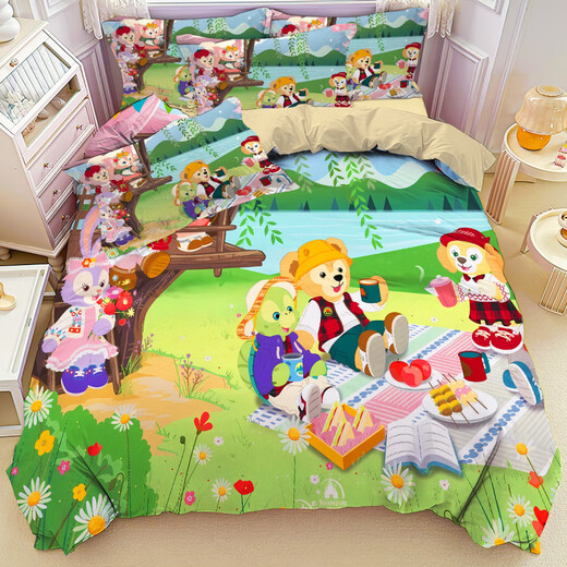 Disney (Disney) Neues hochwertiges Kinderbett vierteilige hautfreundliche und weiche Vier-Jahreszeiten-Drei-teilige Set für Schüler 3884V Bettblatt Single-Quilt-Abdeckung (180*220 cm)